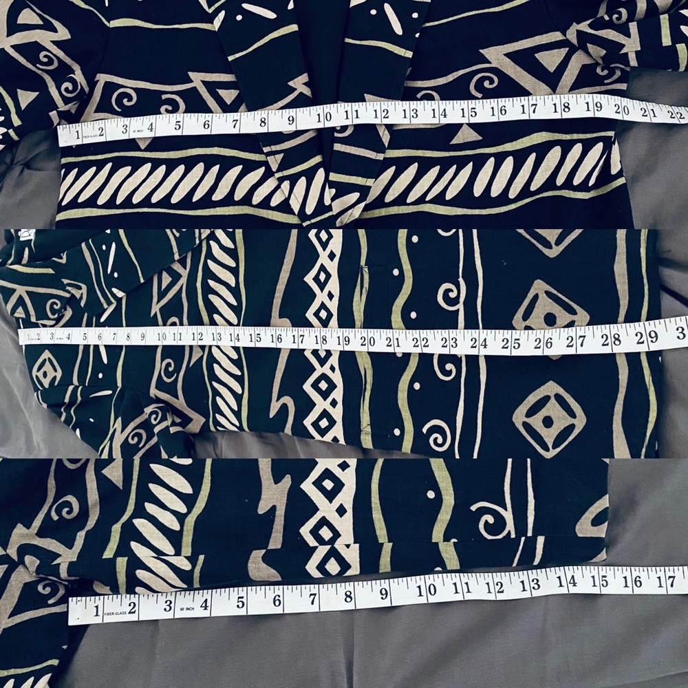 Rafaella Vintage Boho Aztec Linen Cotton Blend Single Button Oversized Blazer 10 - Picture 10 of 10
